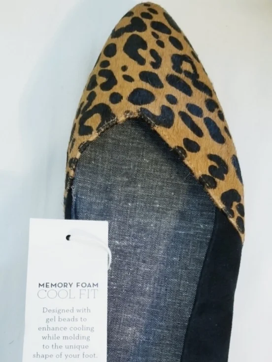 Dr. Scholl's Allow Leopard Print Pointed Toe Flats Memory Foam Cool Fit NWT - Picture 7 of 12